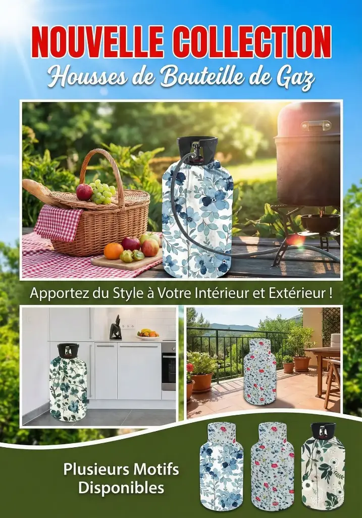 Housse Décorative pour Bouteille de Gaz | Design Floral et Anti-Salissure | Barbecue & Patio
